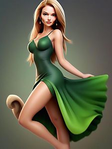 Elegant Woman in Green Dress