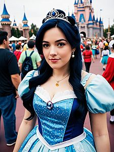 Woman in Disney Princess Dress Photorealistic Cosplay at Festival