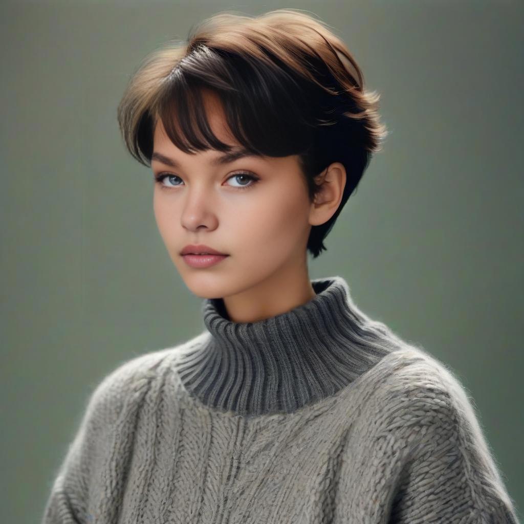 Young Woman in Gray Sweater Young Woman in Gray Sweater