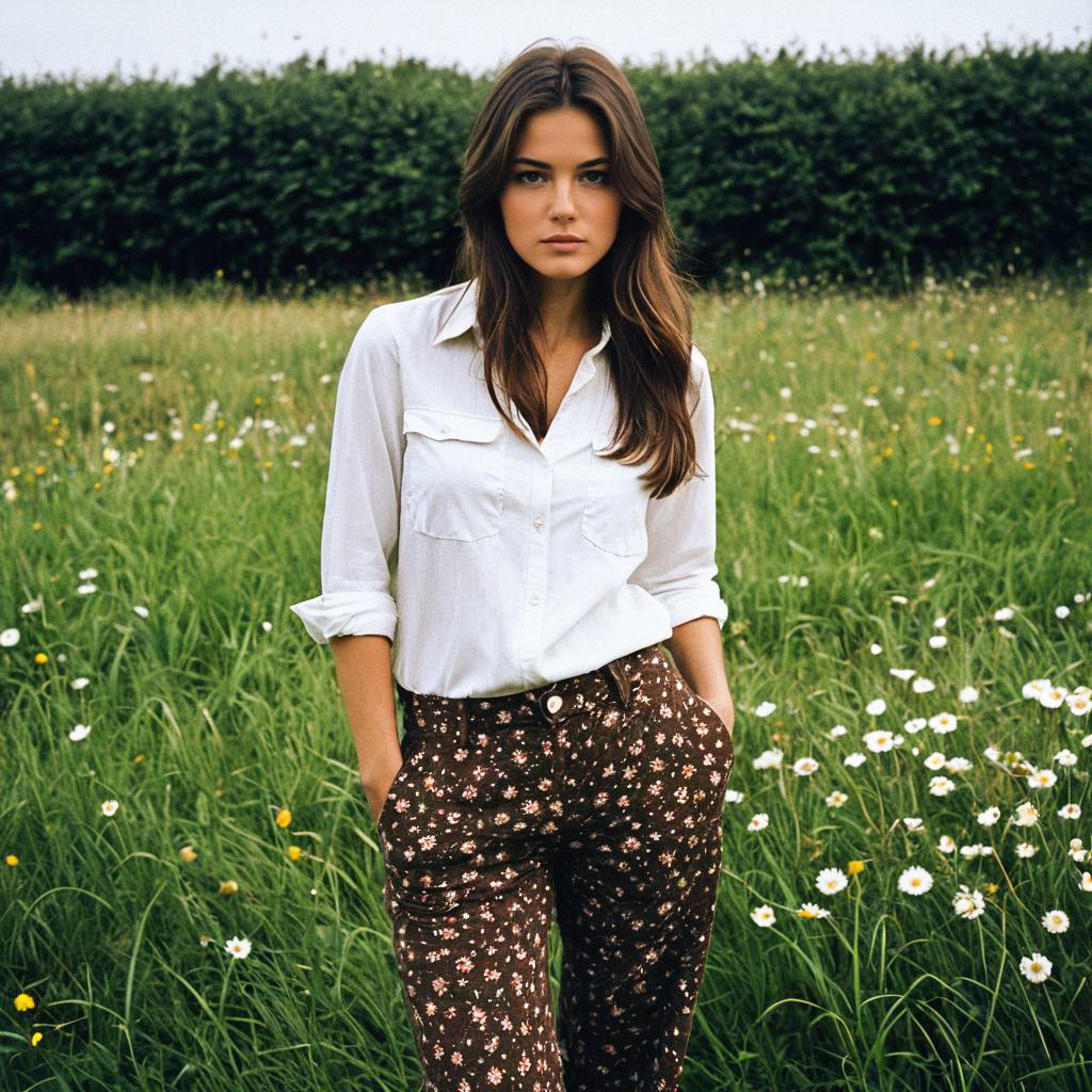 Confident Woman in Wildflower Field