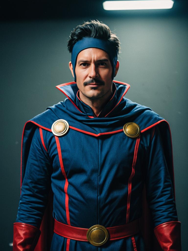 Man in Photorealistic Superhero Cosplay Costume Studio Portrait