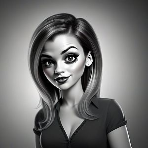 Stylized Black and White Portrait of Young Woman