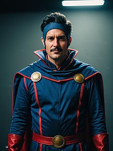 Man in Photorealistic Superhero Cosplay Costume Studio Portrait