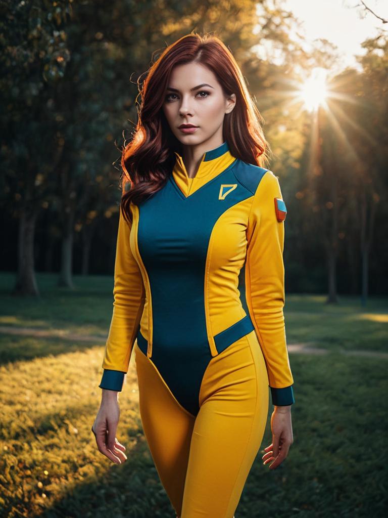 Realistic Cosplay Woman Wearing Launch Costume from Dragon Ball Outdoors