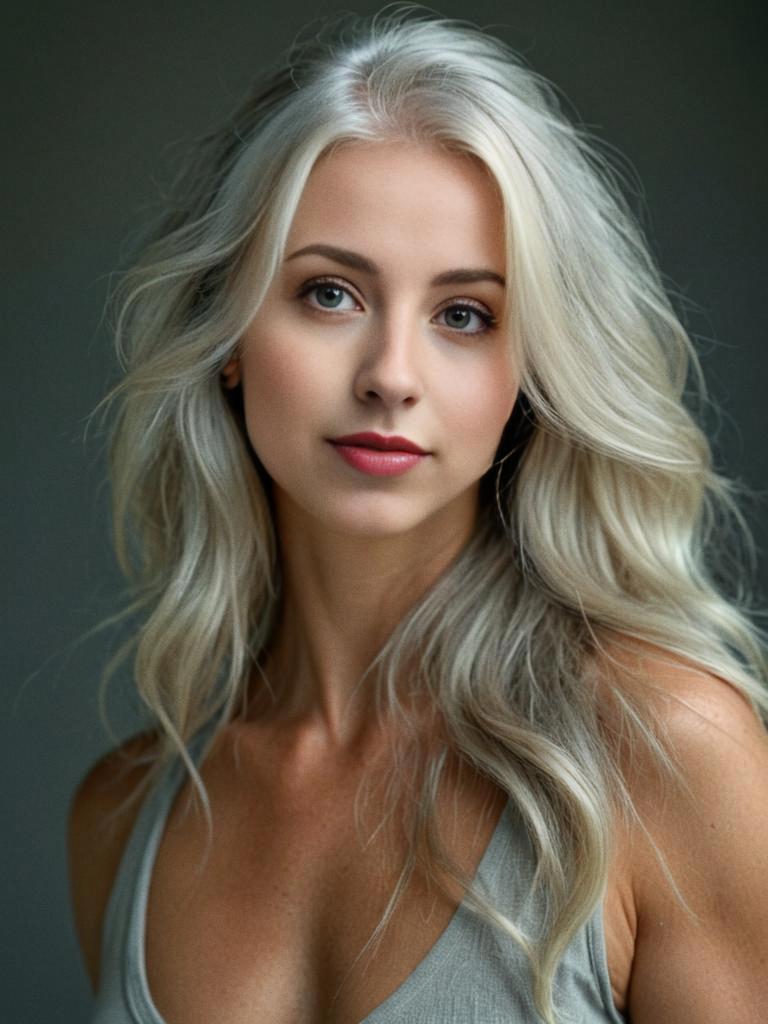 Elegant Woman with Silver-Blonde Hair