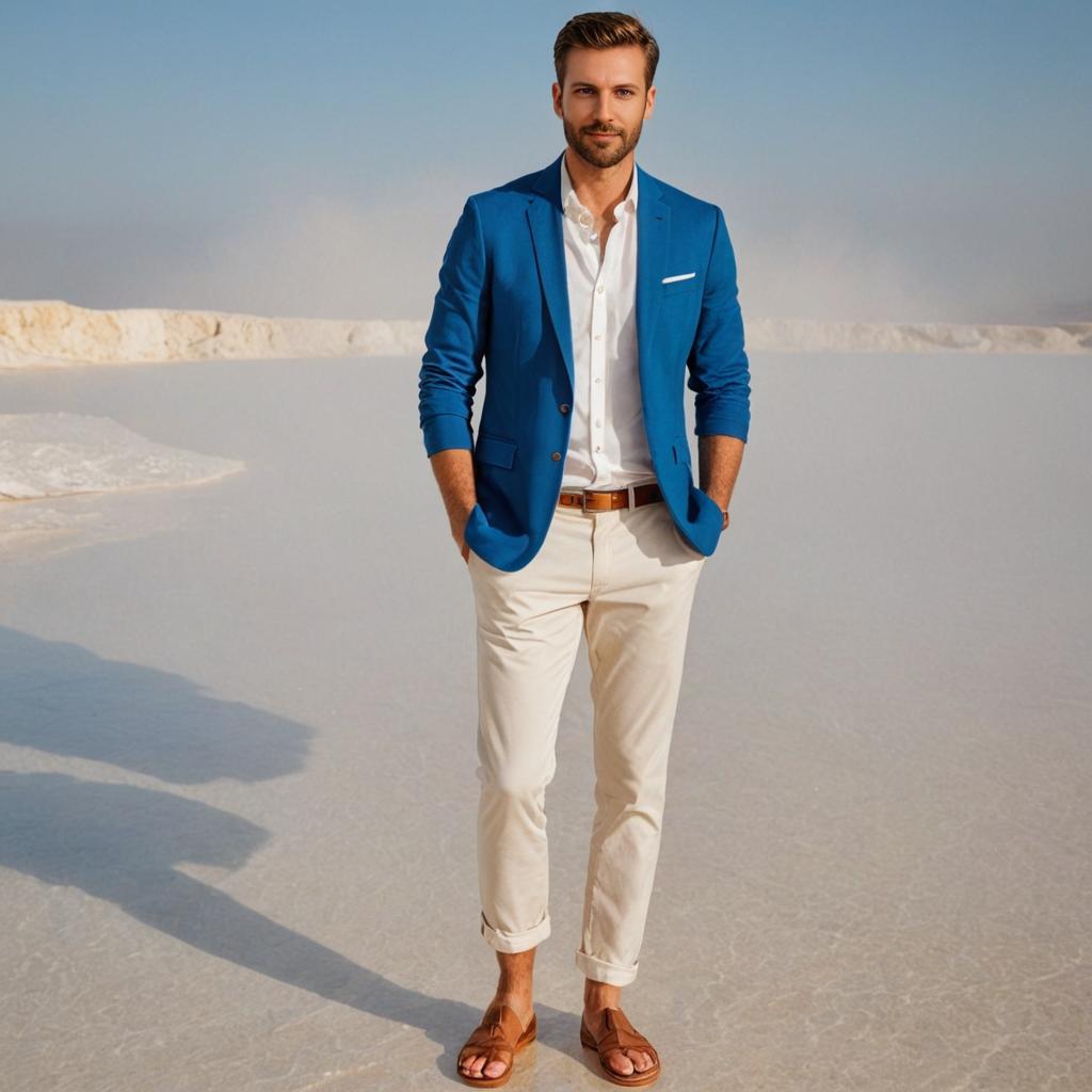 Fashionable Man in Pamukkale Thermal Pools