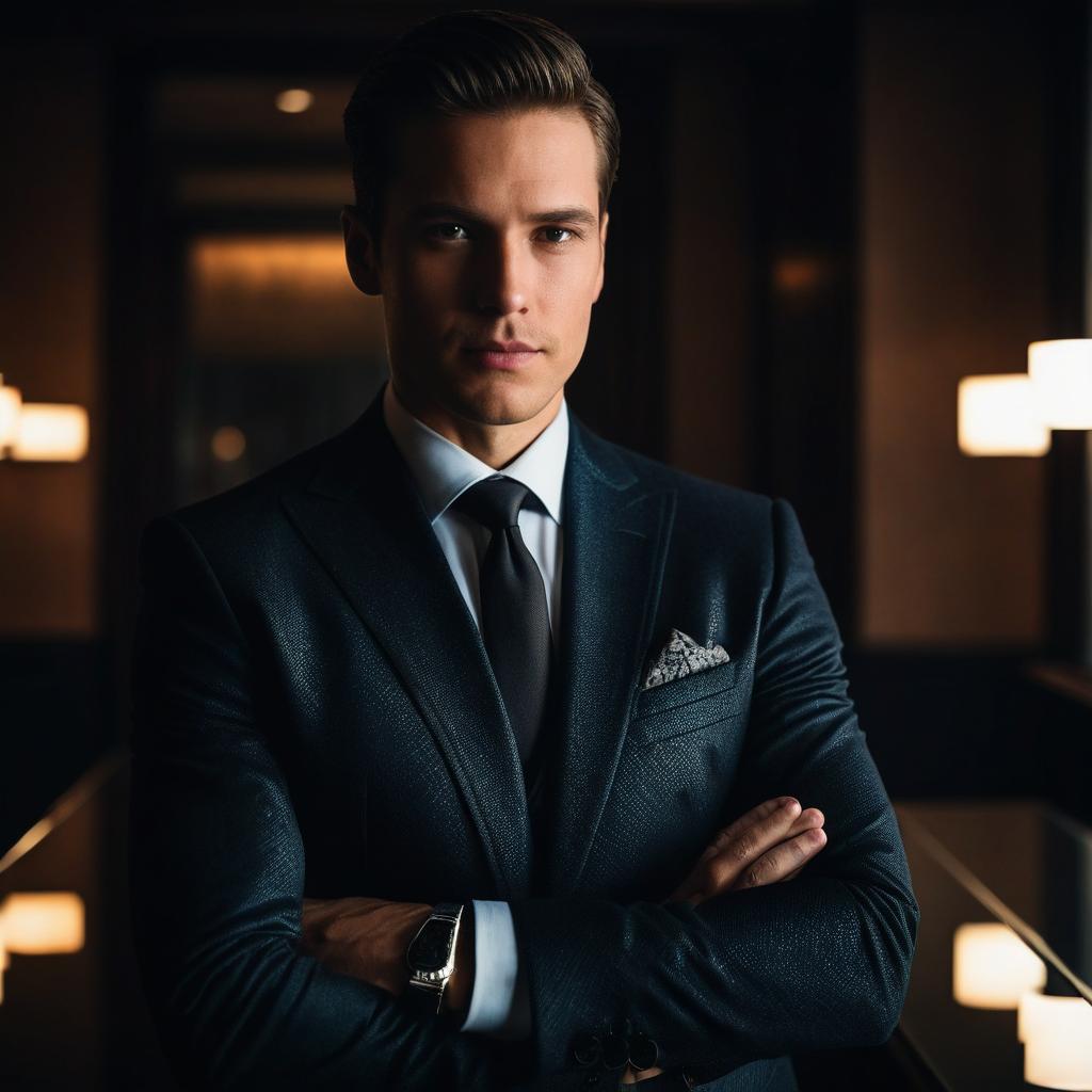 Confident Young Man in Dark Suit Confident Young Man in Dark Suit