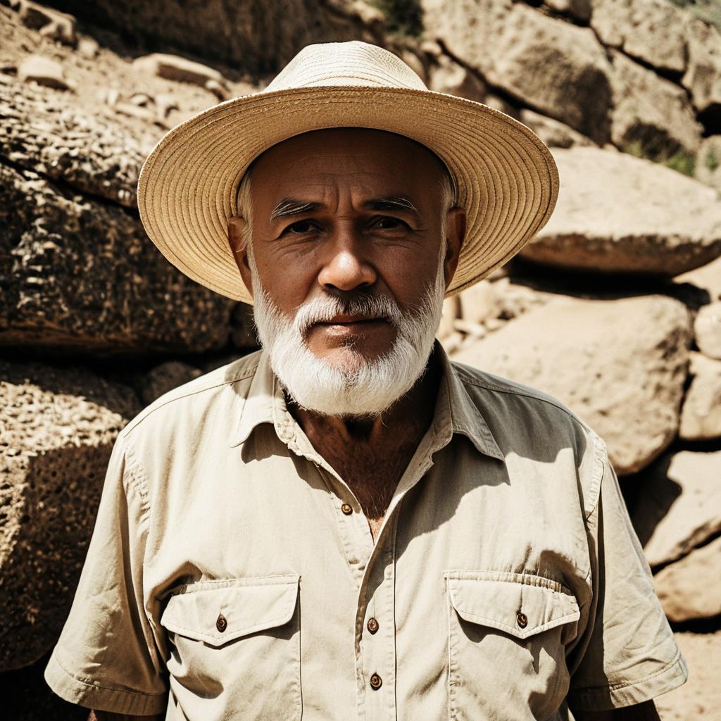 Elderly Man Wearing Straw Hat in Natural Outdoor Setting Elderly Man Wearing Straw Hat in Natural Outdoor Setting
