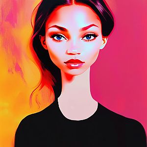 Stylized Portrait of a Woman with Blue Eyes