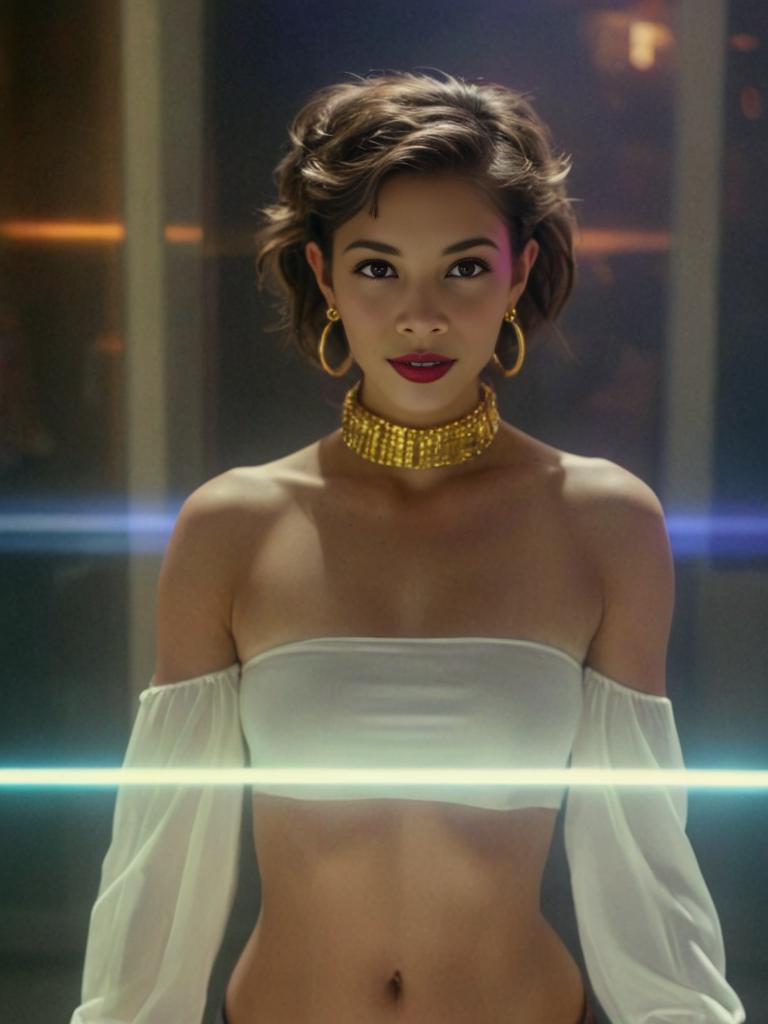 Elegant Woman with Updo and Gold Choker