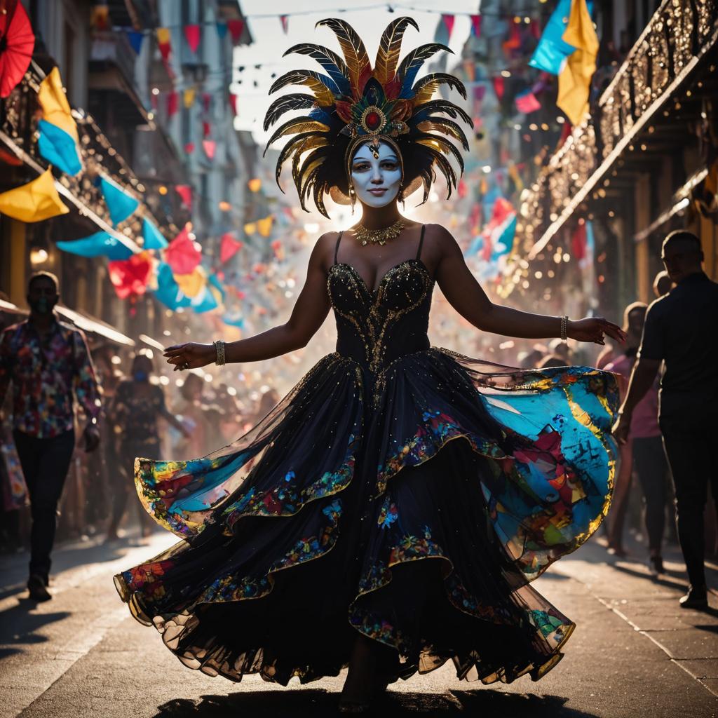 Woman in Carnival Costume - Celebration and Mystery