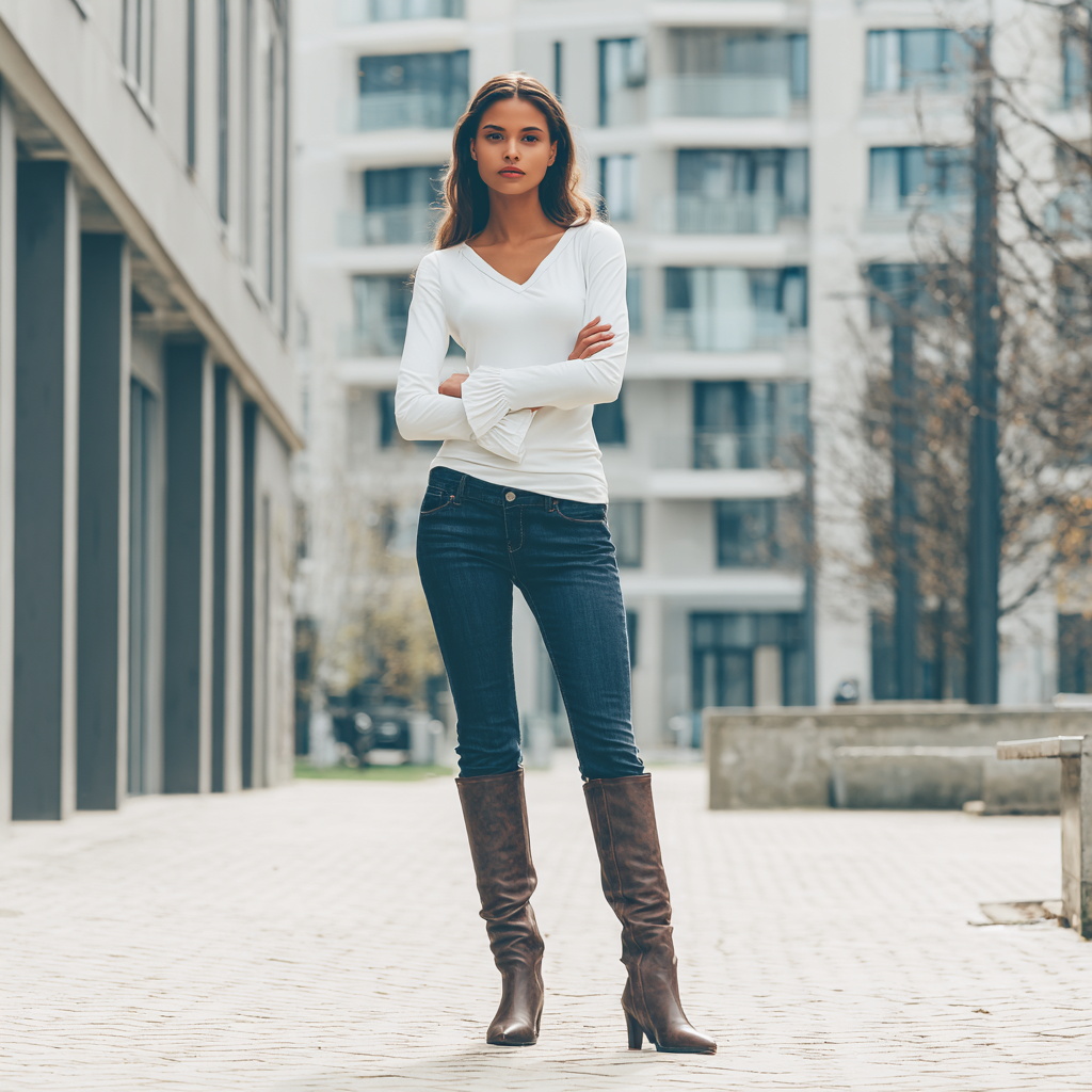 Confident Young Woman in Urban Setting Confident Young Woman in Urban Setting
