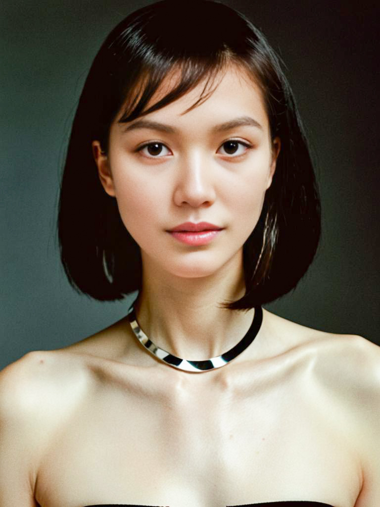 Elegant Portrait of Young Woman with Bob Hairstyle