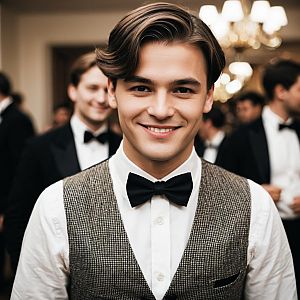 Young Man in Vintage Tweed at Formal Event