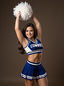 Smiling Cheerleader with Pom-Poms
