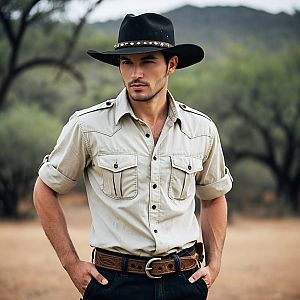 Man in Safari Outfit Outdoors