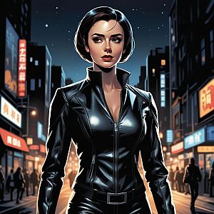 Confident Woman in Urban Night Scene