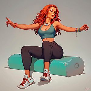 Confident Woman Stretching on Foam Roller