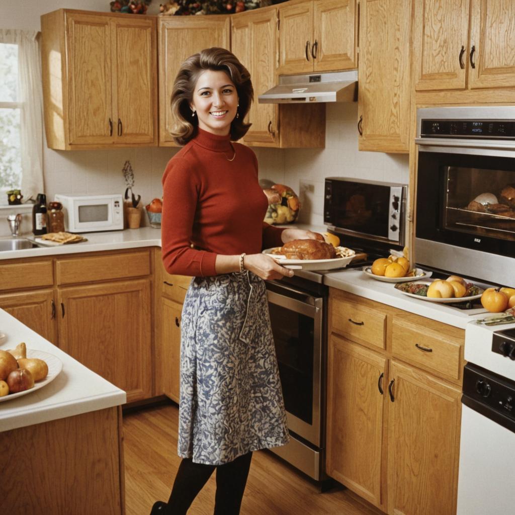 Woman with Thanksgiving Turkey