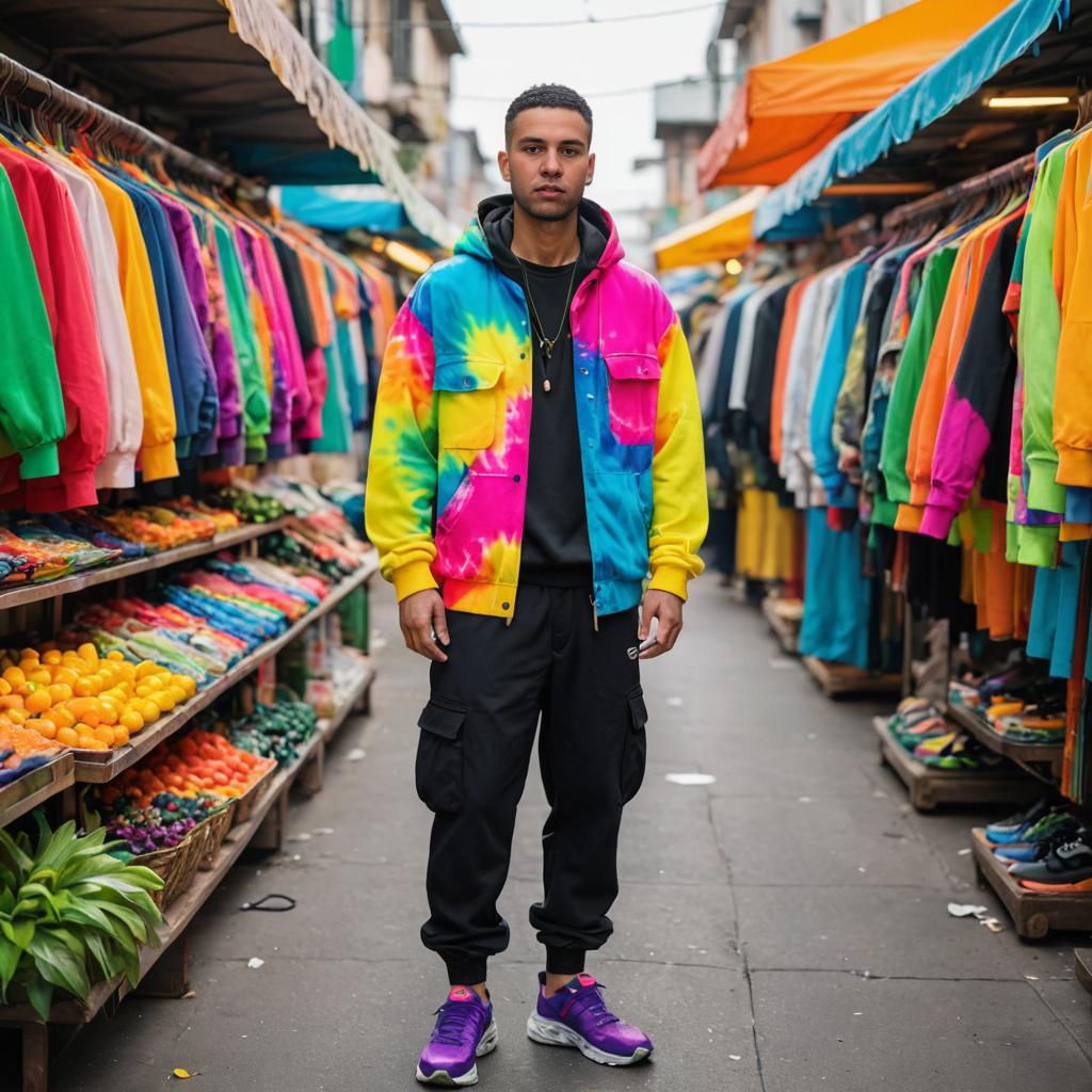 Artistic Man in Colorful Market