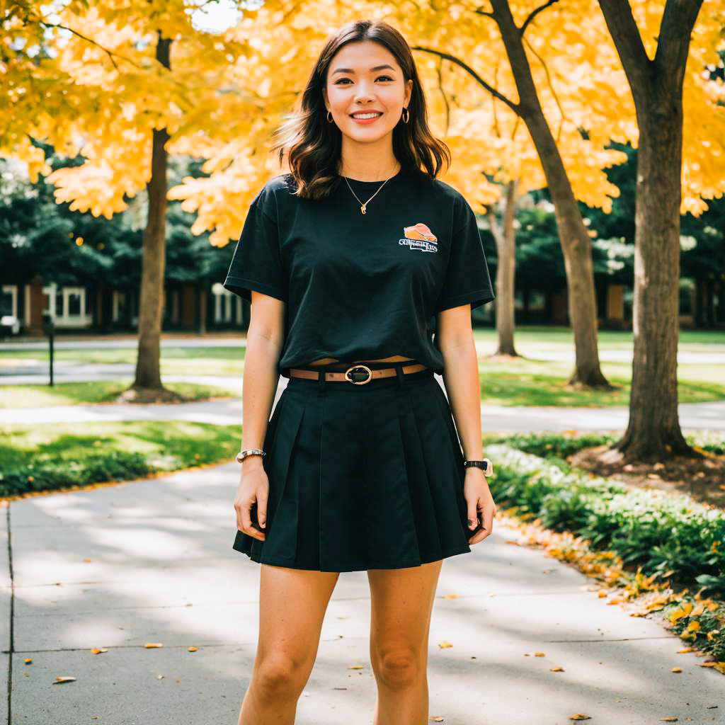 Young Woman in Autumn Foliage