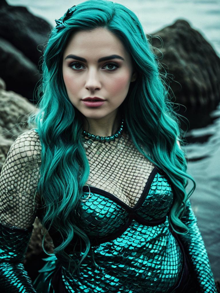 Mermaid Cosplay with Turquoise Hair