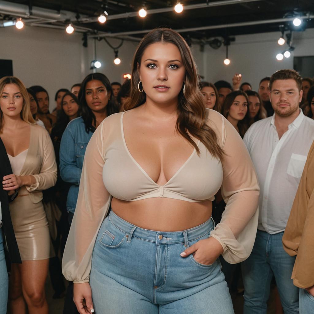 Confident Woman Exuding Strength in Front of Crowd