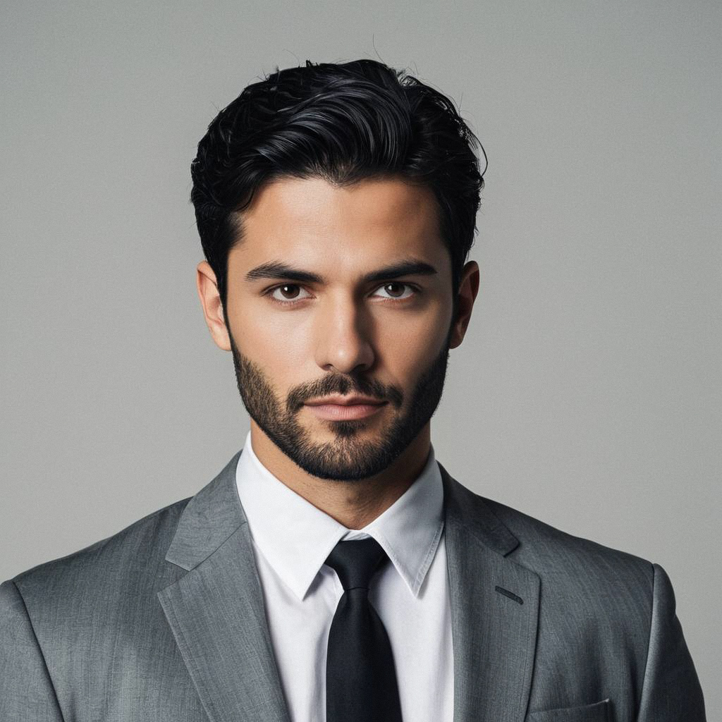 Confident Man in Gray Suit