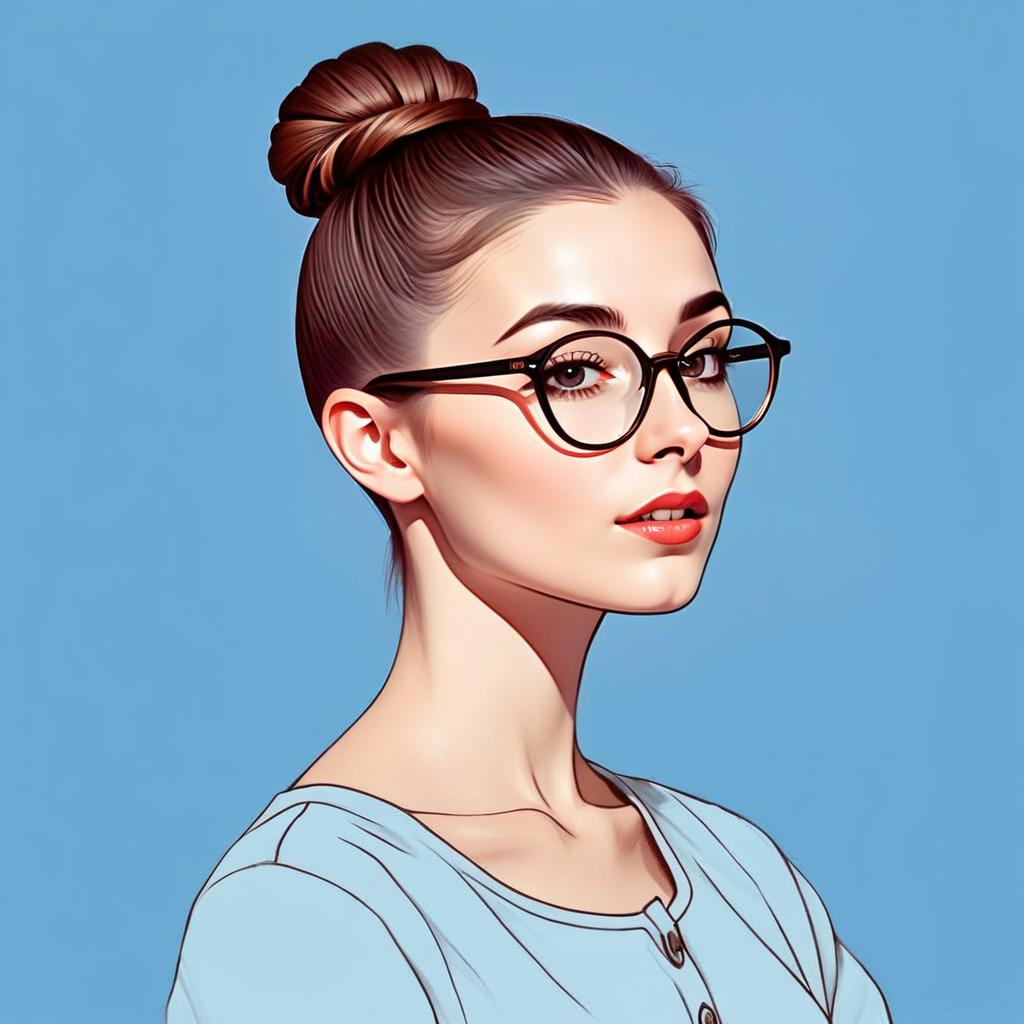 Stylized Portrait of Young Woman with Glasses Stylized Portrait of Young Woman with Glasses