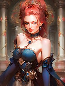 Elegant Fantasy Portrait of a Woman with Red Hair