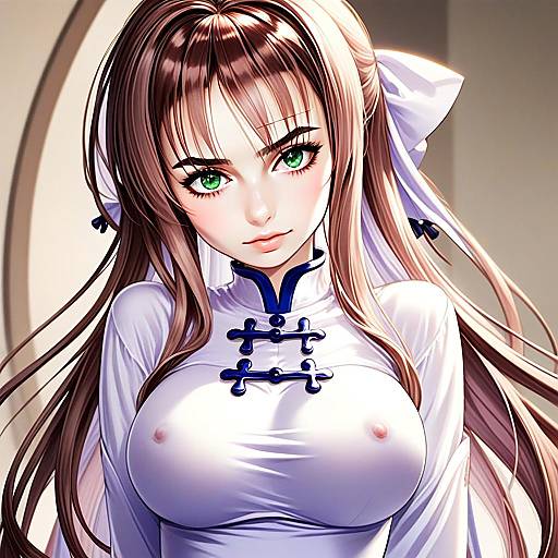 Arima Miyako Anime Style Portrait with White Traditional Outfit