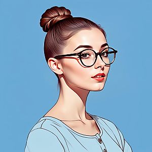 Stylized Portrait of Young Woman with Glasses
