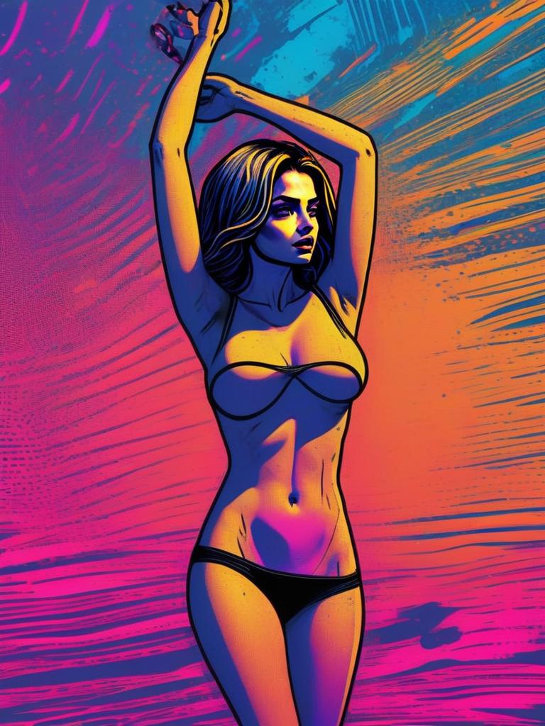 Dynamic Woman Pose with Gradient Background