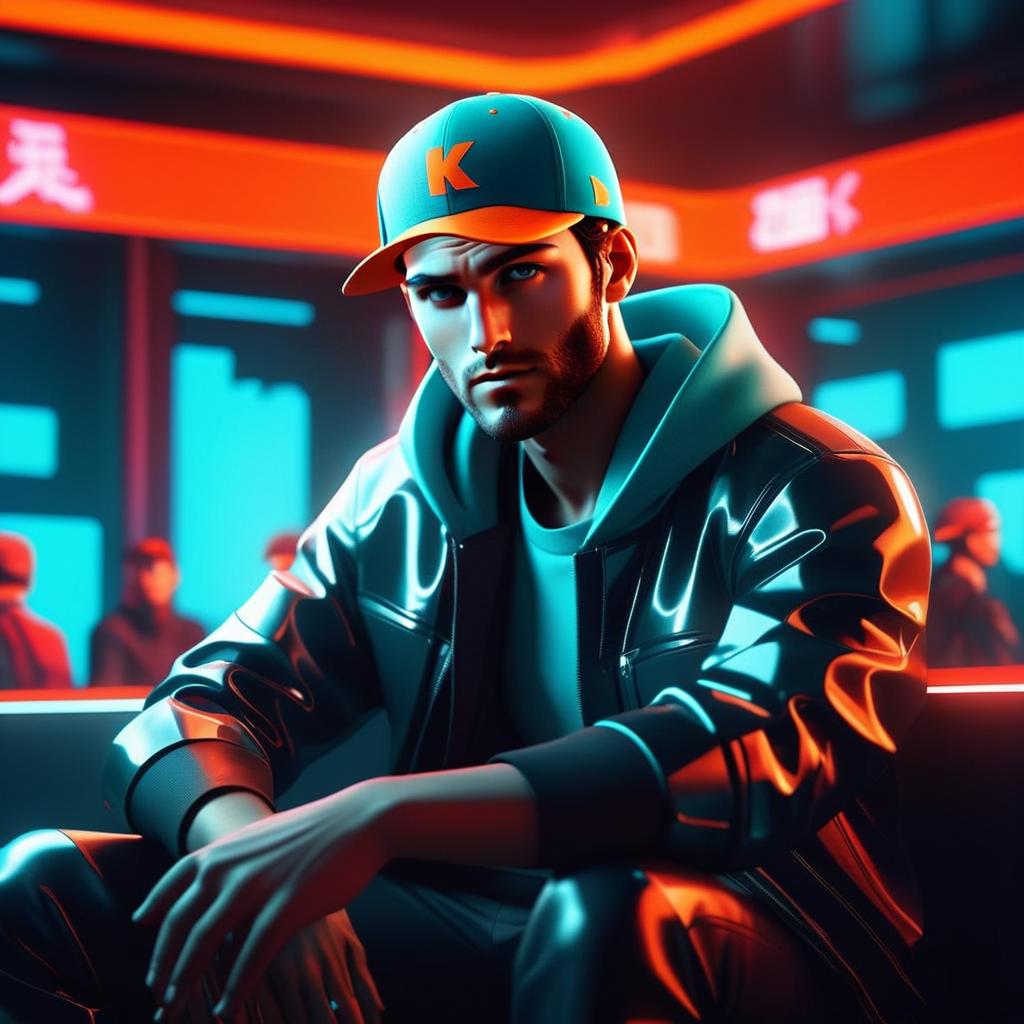 Young Man in Futuristic Urban Setting Young Man in Futuristic Urban Setting