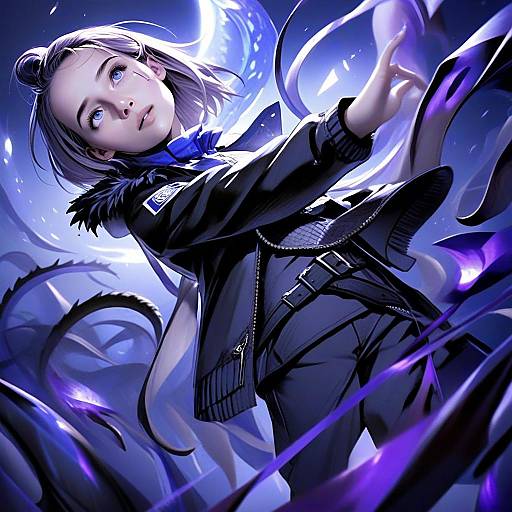 Andreana Arknights Style Anime Woman with Ethereal Ribbons