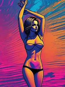 Dynamic Woman Pose with Gradient Background