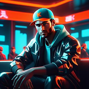 Young Man in Futuristic Urban Setting