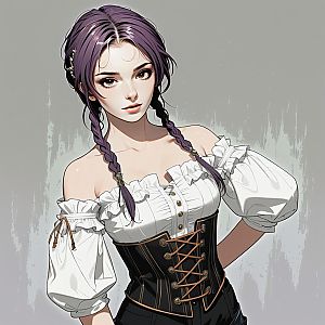 Fantasy Woman with Purple Braided Hair