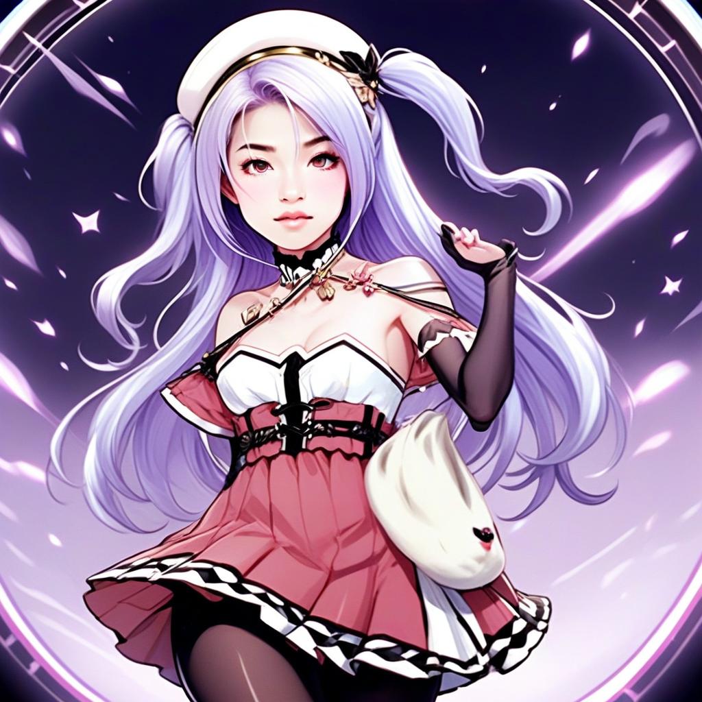 Anime Style Illustration of Woman with Lavender Hair in Azur Lane Inspired Outfit
