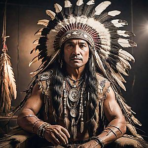 Native American Figure in Traditional Attire