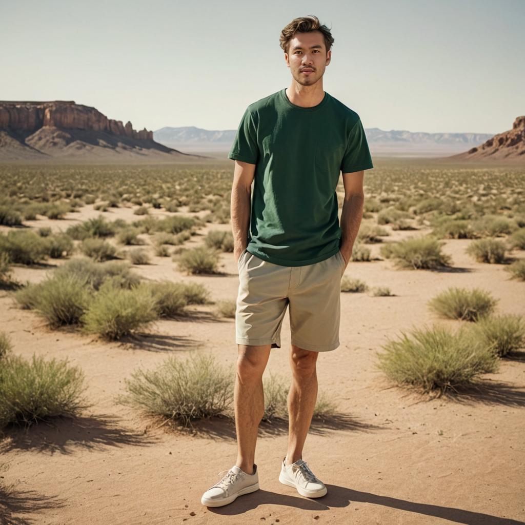 Confident Man in Desert Landscape