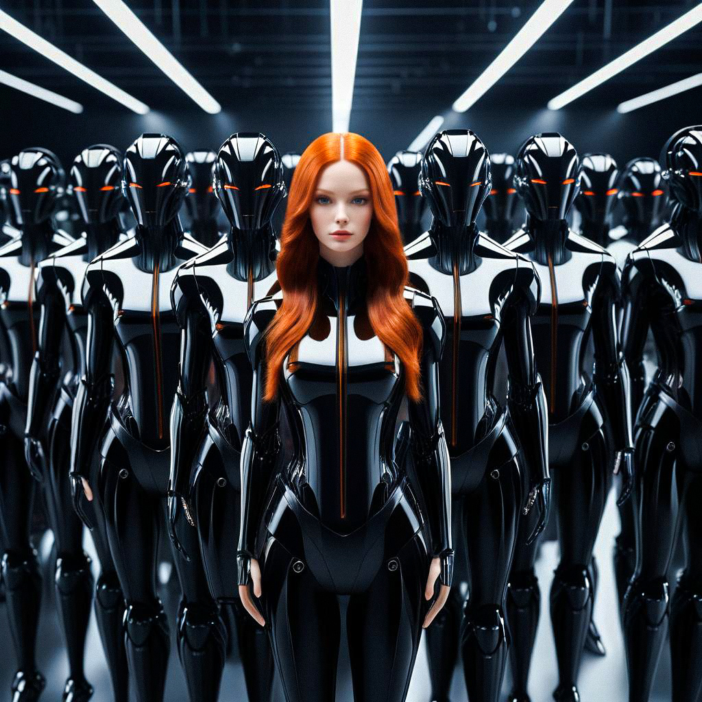 Futuristic Woman with Robots