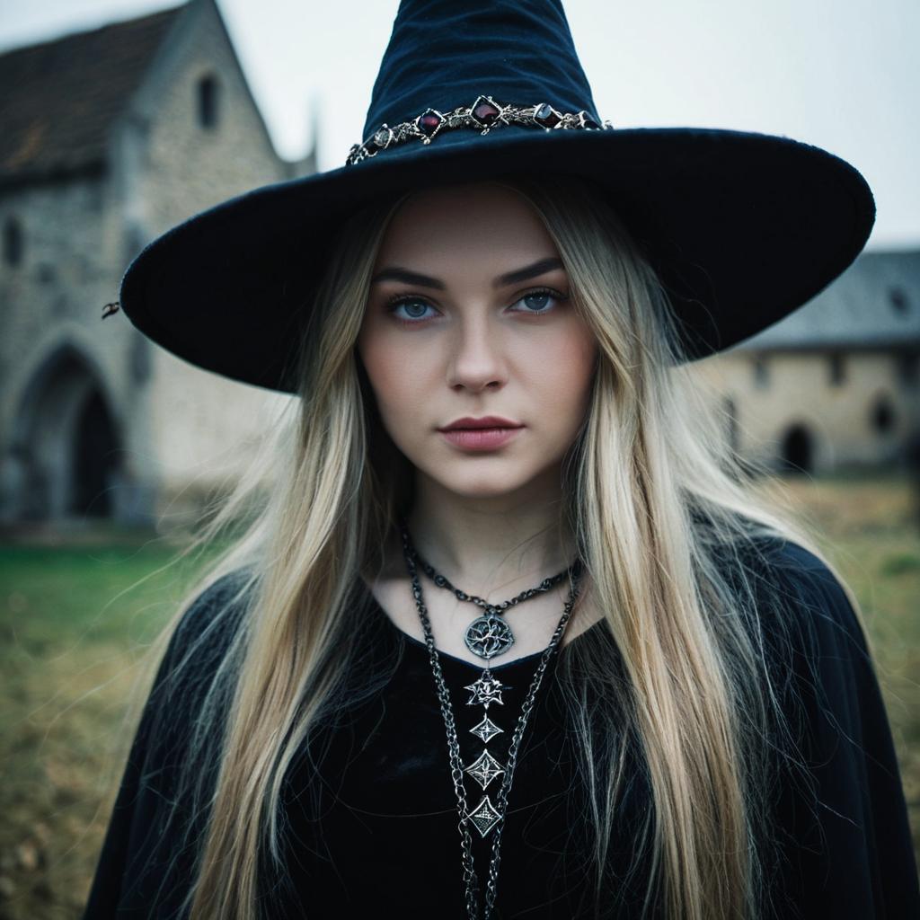 Gothic Medieval Woman with Witch Hat Gothic Medieval Woman with Witch Hat