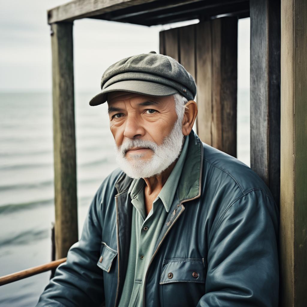 Thoughtful Older Man by Seaside