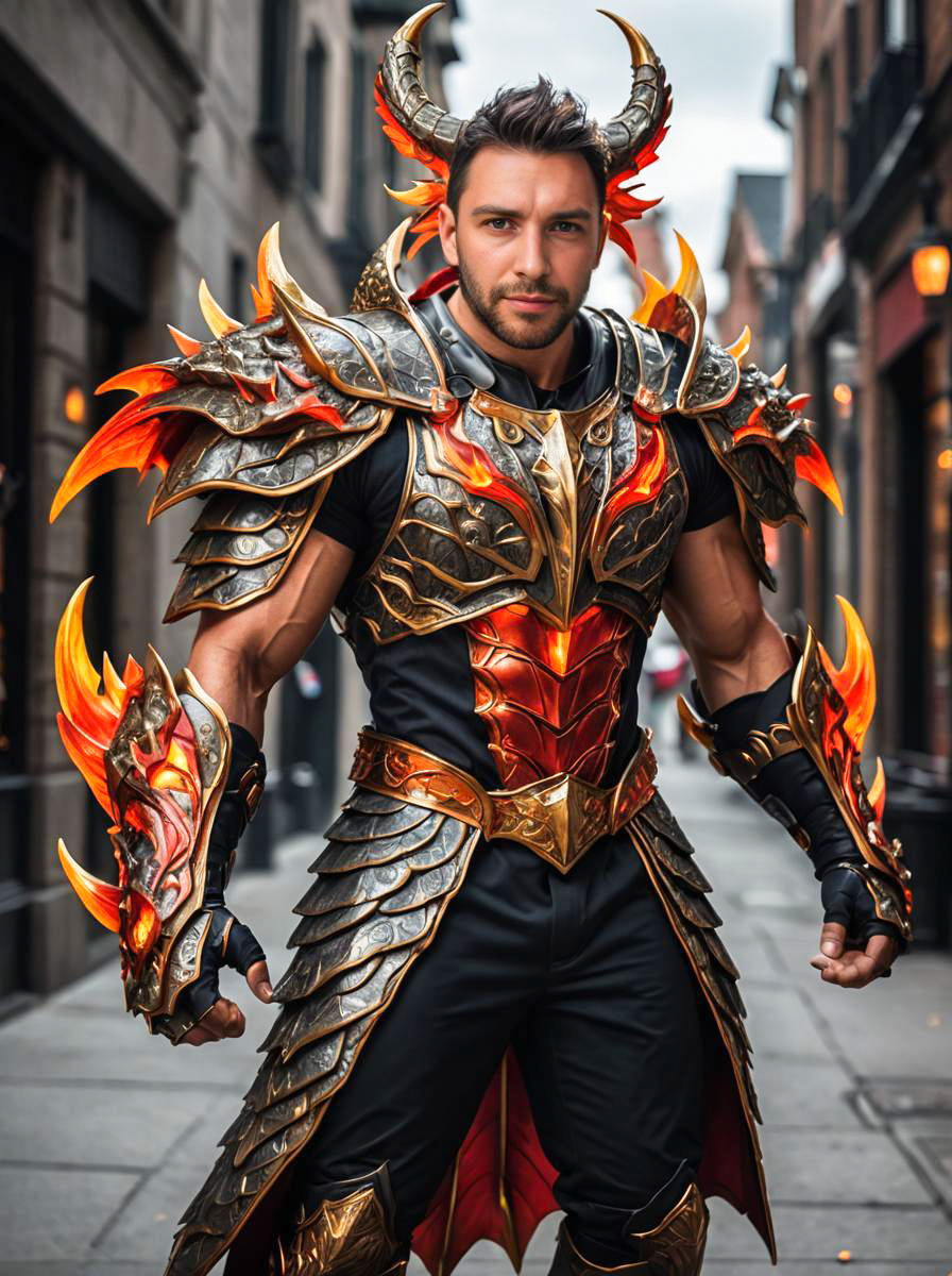 Man in Dragon-Themed Costume