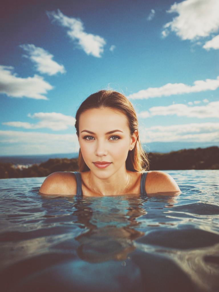 Woman in Blue Bikini Top Immersed in Water