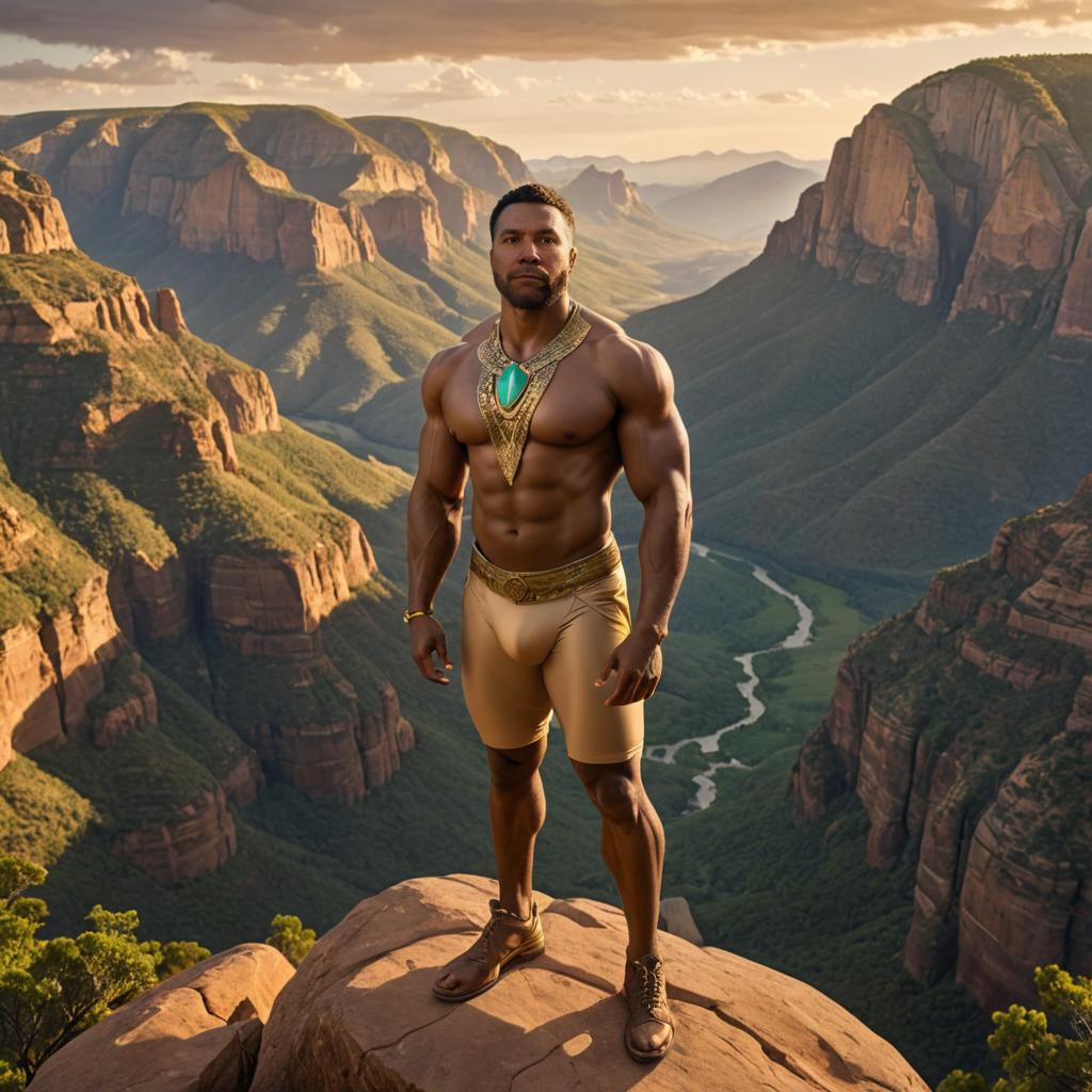 Man on Rock Overlooking Canyon with Juneteenth Necklace