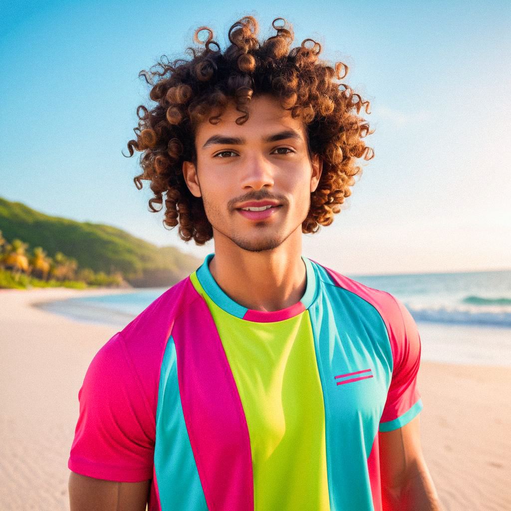 Confident Young Man on Beach