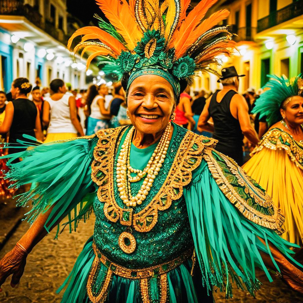 Joyful Woman in Colorful Costume Dancing in Celebration Joyful Woman in Colorful Costume Dancing in Celebration