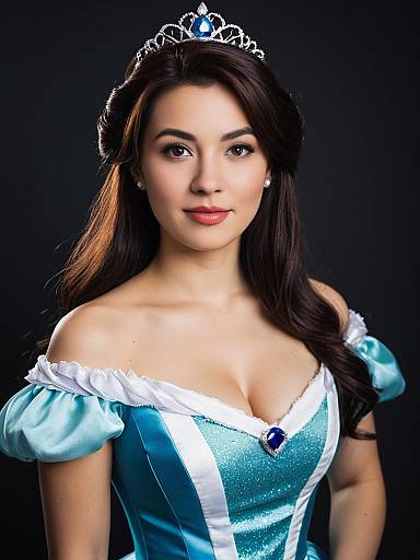 Professional Cosplay Studio Portrait Woman in Disney Princess Dress Costume